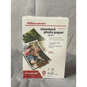 Office Depot Standard Gloss Inkjet Photo Paper 100 Sheets 4" x 6" - New S8